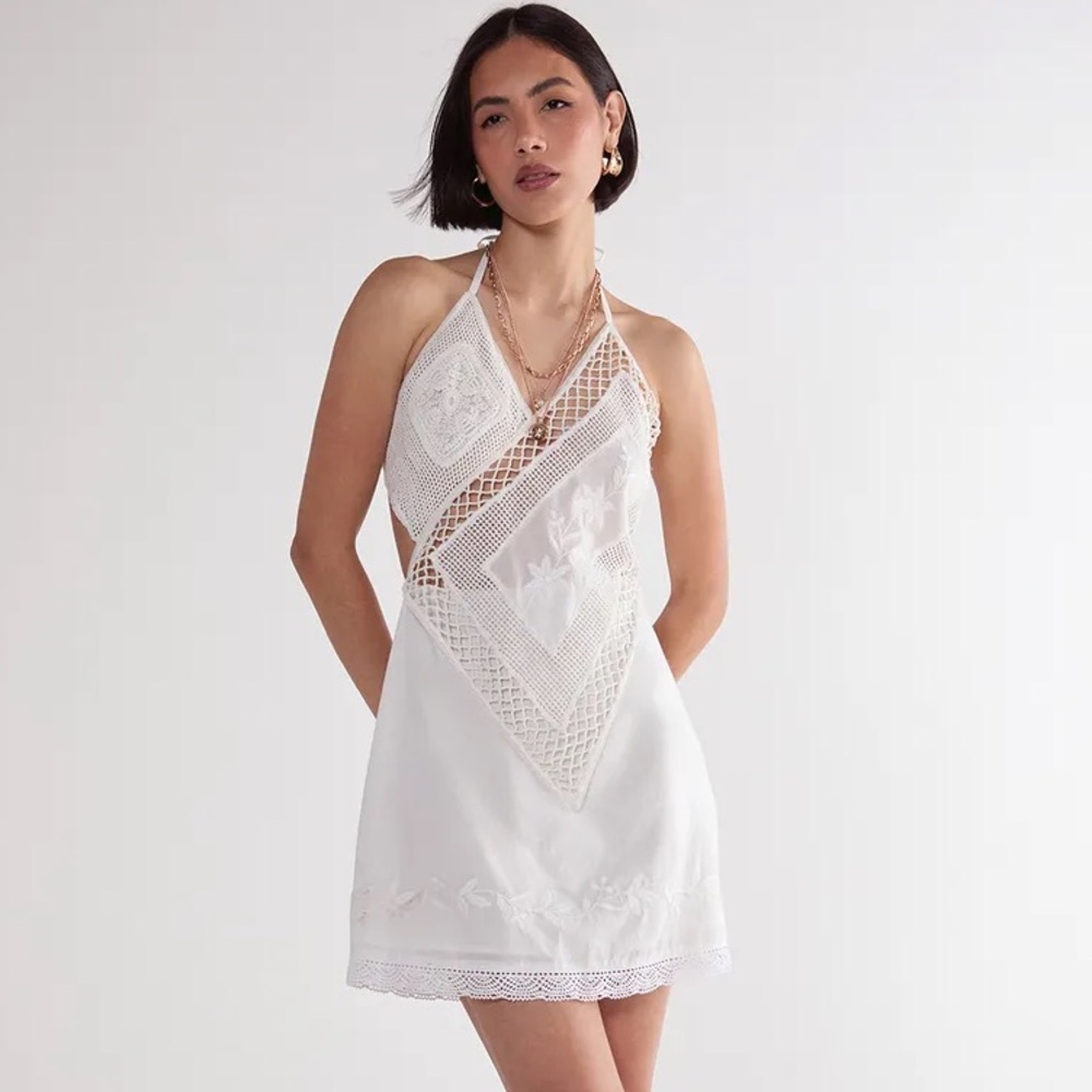 Nasty Gal White Crochet Backless Dress